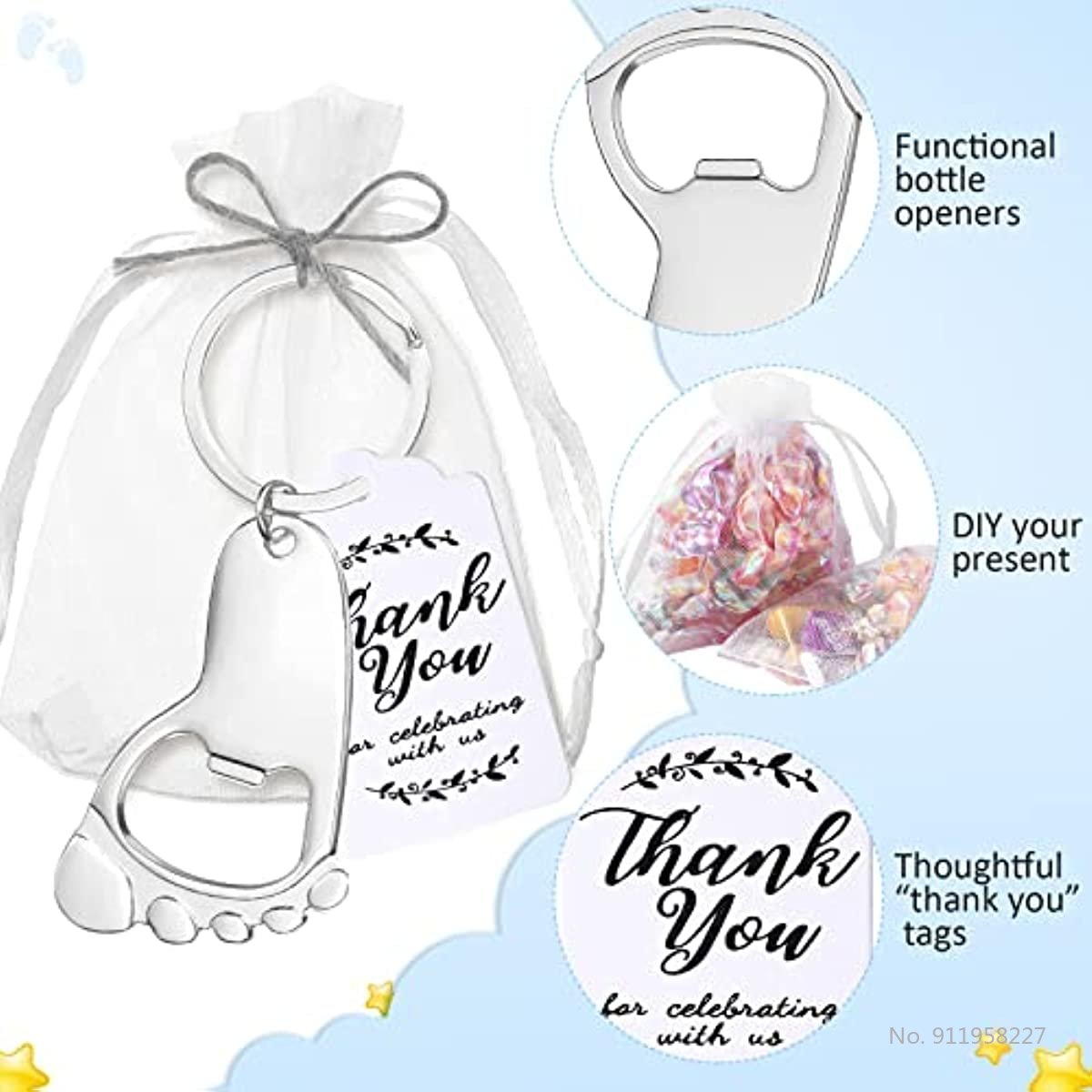 50-Piece Baby Footprint Key Ch - Bottle Opener Keyring recension och pris